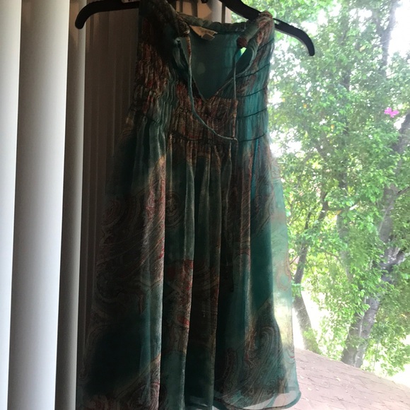 Sleeveless Aqua and Multicolor/Print Top - Picture 7 of 8